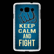 Coque LG L60 Keep Calm and Fight Bleu