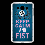 Coque LG L60 Keep Calm and Fist BLeu