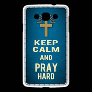 Coque LG L60 Keep Calm and Pray Christian Bleu