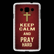 Coque LG L60 Keep Calm and Pray Christian Rouge
