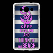 Coque LG L60 Keep Calm and Think Beach Bleu