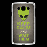 Coque LG L60 Keep Calm and Wait Alien Gris