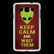 Coque LG L60 Keep Calm and Wait Alien Rouge