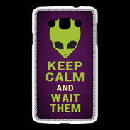 Coque LG L60 Keep Calm and Wait Alien Violet