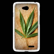 Coque LG L65 Feuille de cannabis sur toile beige