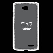 Coque LG L65 moustache gris & blanc