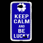 Coque LG L65 Keep Calm Be lucky Bleu
