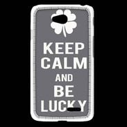 Coque LG L65 Keep Calm Be lucky Gris