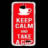 Coque LG L65 Keep Calm Take a cup Rouge