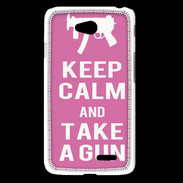 Coque LG L65 Keep Calm Take a gun Rose