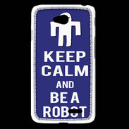 Coque LG L65 Keep Calm Be a Robot Bleu