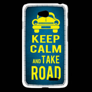 Coque LG L65 Keep Calm and Take o road 2 Bleu