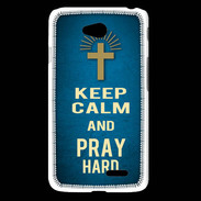 Coque LG L65 Keep Calm and Pray Christian Bleu