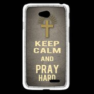 Coque LG L65 Keep Calm and Pray Christian Gris