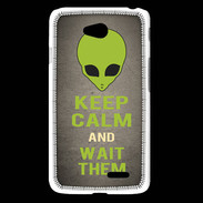 Coque LG L65 Keep Calm and Wait Alien Gris
