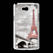 Coque LG L80 Tour Eiffel rouge sur fond en noir et blanc