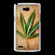 Coque LG L80 Feuille de cannabis sur toile beige