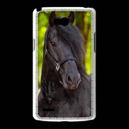 Coque LG L80 Portrait de cheval noir 10