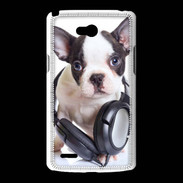 Coque LG L80 Bulldog français avec casque de musique