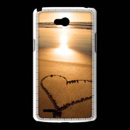 Coque LG L80 Coeur sur la plage avec couché de soleil