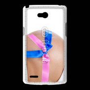 Coque LG L80 Femme enceinte avec ruban bleu et rose