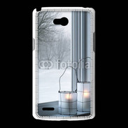 Coque LG L80 paysage hiver deux lanternes