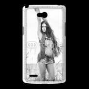 Coque LG L80 Hippie noir et blanc