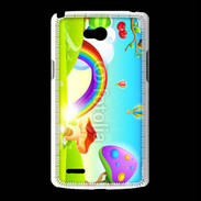 Coque LG L80 Cartoon nature et arc en ciel