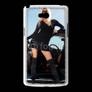 Coque LG L80 Femme blonde sexy voiture noire