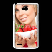 Coque LG L80 Femme blonde et glamour avec corbeille de fraises