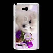 Coque LG L80 Chiot blanc et fleur violette