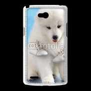 Coque LG L80 Chien blanc et paire de chaussons