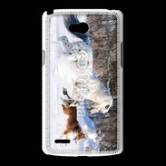 Coque LG L80 Cheval et chien dans la neige