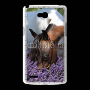 Coque LG L80 Cheval sentant la lavande 