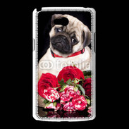Coque LG L80 Chiot et fleurs rouges