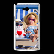 Coque LG L80 Petite fille avec bonhomme de neige a la plage