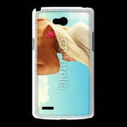 Coque LG L80 Femme à chapeau de plage