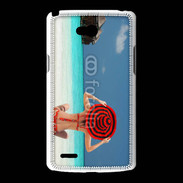 Coque LG L80 Femme assise sur la plage