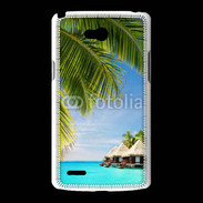 Coque LG L80 Palmier et bungalow dans l'océan indien