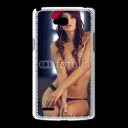 Coque LG L80 Charmante brune avec casquette rouge