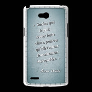 Coque LG L80 Croire Turquoise Citation Oscar Wilde