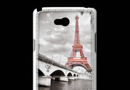 Coque LG L80 Tour Eiffel rouge sur fond en noir et blanc