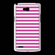 Coque LG L80 rayures blanches et roses