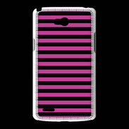 Coque LG L80 rayures noires et roses