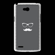 Coque LG L80 moustache gris & blanc