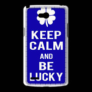 Coque LG L80 Keep Calm Be lucky Bleu