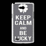 Coque LG L80 Keep Calm Be lucky Gris