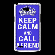 Coque LG L80 Keep Calm Call friend Bleu