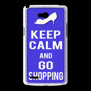 Coque LG L80 Keep Calm Go Shopping Bleu
