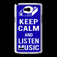 Coque LG L80 Keep Calm Listen music Bleu